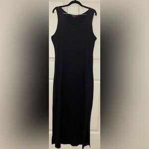 Black Sleeveless Maxi Dress Side Slit Stretch Minimalist Plus Size 1X